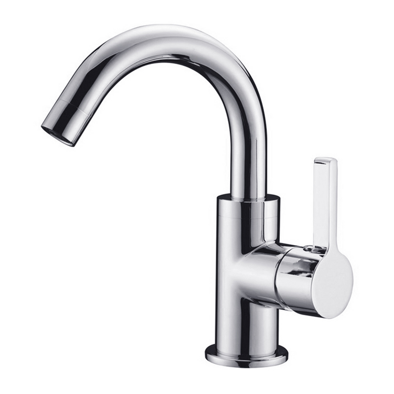 Grifo de lavabo de grifo de baño mezclador de cromo de latón de una sola manija moderna