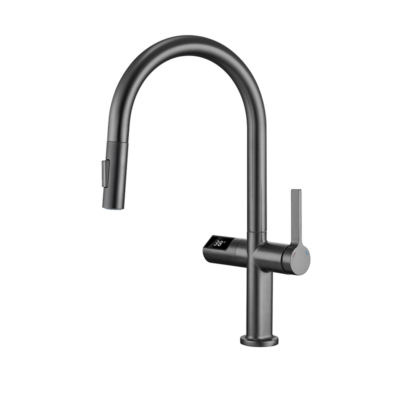 China Factory Matte Black Rush Down Faucets de cocina de primavera