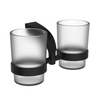 Soporte para vaso de cepillo de dientes doble moderno de latón + vidrio cromado
